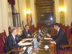 13 October 2014 The Chairperson and a member of the Committee on the Economy, Regional Development, Trade, Tourism and Energy in meeting with the Chairman of the Montenegrin Parliament’s Committee on Economy, Finance and Budget